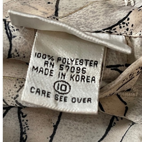 Vintage Nicola Mockneck Blouse Size 10 Beige Black Metallic Y2K Retro Mod Glam - Picture 9 of 13